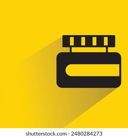 glue bottle icon with drop shadow on yellow background