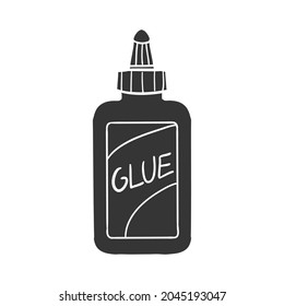 Glue Bottle Icon Silhouette Illustration. Craft Vector Graphic Pictogram Symbol Clip Art. Doodle Sketch Black Sign.