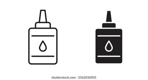 Glue bottle icons in flat and line style set.