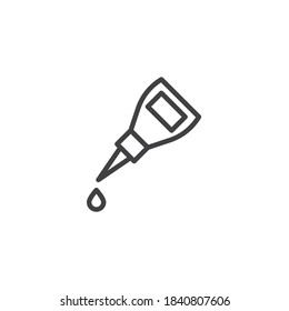 Glue bottle line icon. linear style sign for mobile concept and web design. Glue drop outline vector icon. Symbol, logo illustration. Vector graphics