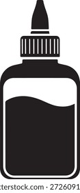 frasco de cola com líquido isolado sobre fundo branco