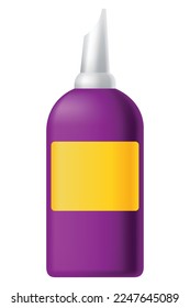 Glue bottle. Plastic container of office supplies collection. Type adhesive product. Vector packaging design illustration