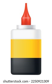 Glue bottle. Plastic container of office supplies collection. Type adhesive product. Vector packaging design illustration