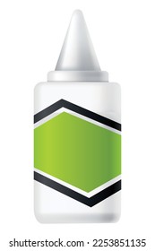Glue bottle. Plastic container of office supplies collection. Type adhesive product. Vector packaging design illustration