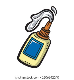 Glue Bottle With Glue Pouring Out in Cartoon Style