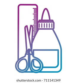 glue bottle with rule and scissors