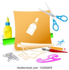 Glue bottle. Vector paper template.