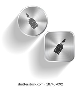 Glue bottle. Vector set steel buttons