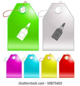 Glue bottle. Vector tags.