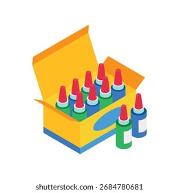 Glue Box  Isometric vector Illustration 