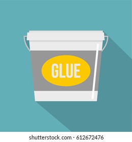 Glue bucket icon. Flat illustration of glue bucket vector icon for web isolated on baby blue background