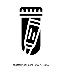 pegamento en el vector de icono de glifo contenedor. pegamento en el signo del contenedor. símbolo de contorno aislado ilustración negra
