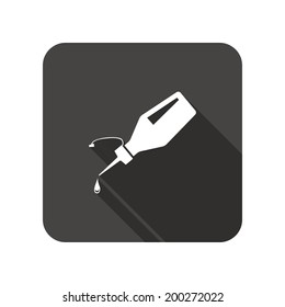 Glue With Drop Icon. Super Glue Bottle Symbol. Repair Fix Liquid. Rounded Square Flat Icon With Long Shadow. Vector