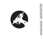 glue gun line vector illustration, isolated on white background.top view