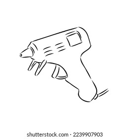 glue gun line vector illustration, isolated on white background.top view