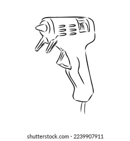 glue gun line vector illustration, isolated on white background.top view
