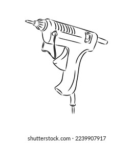 glue gun line vector illustration, isolated on white background.top view