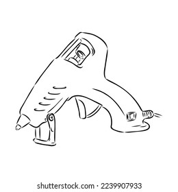 ilustración vectorial de línea de cañón de pegamento, aislado en fondo blanco.vista superior