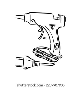 glue gun line vector illustration, isolated on white background.top view