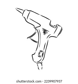 ilustración vectorial de línea de cañón de pegamento, aislado en fondo blanco.vista superior
