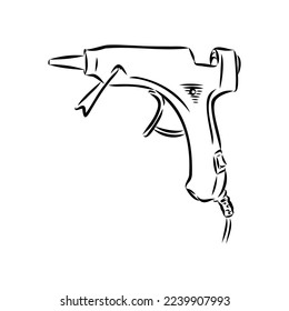 glue gun line vector illustration, isolated on white background.top view