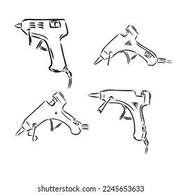 glue gun line vector illustration, isolated on white background.top view