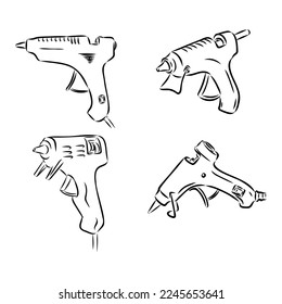 glue gun line vector illustration, isolated on white background.top view