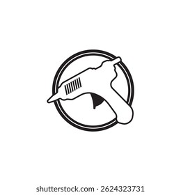 glue gun line vector illustration, isolated on white background.top view