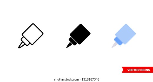 Glue icon of 3 types: color, black and white, outline. Isolated vector sign symbol.