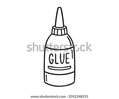 Glue icon or bottle of glue doodle hand drawn icon. jar of liquid glue Outline drawing bottle of glue line clipart symbol. Vector illustration