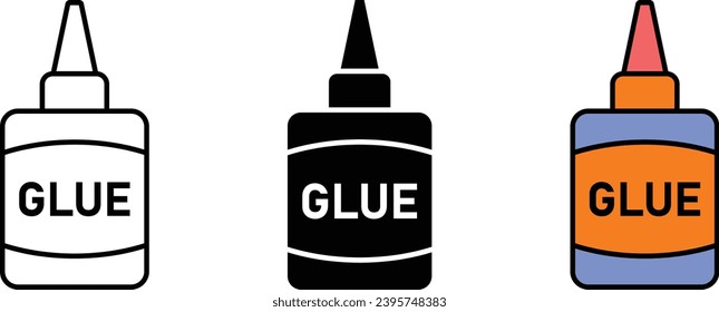 Glue icon collection lined, isolated and colored. Vector illustration 