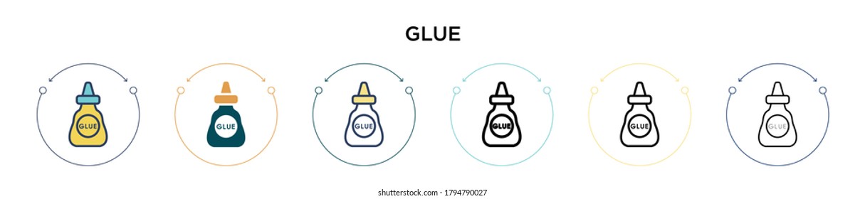 Glue icon in filled, thin line, outline and stroke style. Vector illustration of two colored and black glue vector icons designs can be used for mobile, ui, web