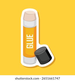 Cola adesivo de papel ícone em estilo plano. Ilustração de vetor de papelaria escolar em fundo isolado. Conceito comercial de sinal de fornecimento de escritório.