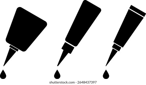 conjunto de ícone de cola. bocal simbolizando ferramentas adesivas de artesanato. Fita de vedação de caixa, símbolo de fita de mascaramento de papel. Sinal de reparo
