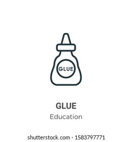 Glue outline vector icon. Thin line black glue icon, flat vector simple element illustration from editable education concept isolated on white background