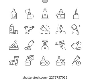 Glue. Putting glue, sealant from a tube. Adhesive. Buy, price and product reviews. Pixel Perfect Vector Thin Line Icons. Simple Minimal Pictogram