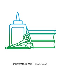 glue and scissors with books school tools