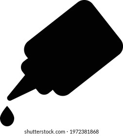 glue sign. bottle of super glue with drop. flat style. 