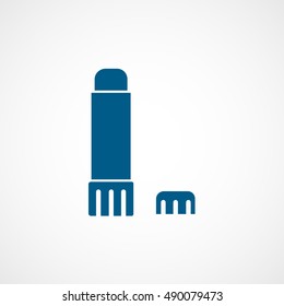 Glue Stick Blue Flat Icon On White Background