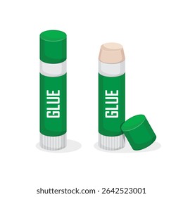 Glue stick and bottle icon in flat style. School stationery vector illustration on isolated background. Office supply sign business concept.