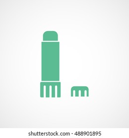 Glue Stick Green Flat Icon On White Background