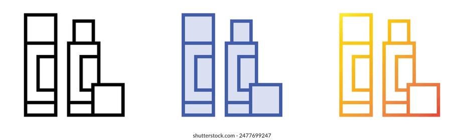 Icono de barra de pegamento. Diseño de estilo de relleno lineal, azul y degradado aislado sobre fondo blanco