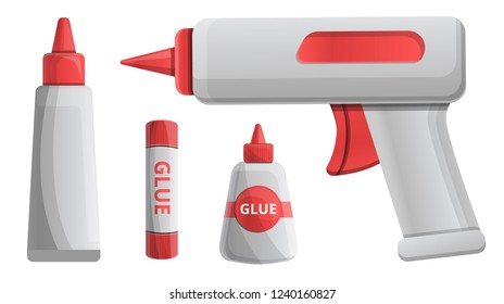 Glue Stick Icon Set. Cartoon Set Of Glue Stick Vector Icons For Web Design