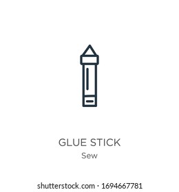 Glue stick icon. Thin linear glue stick outline icon isolated on white background from sew collection. Line vector sign, symbol for web and mobile