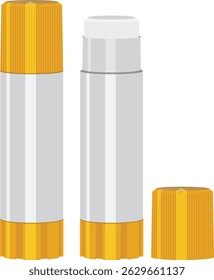glue stick lid open and closed vector drawing. 