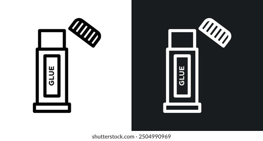 Glue stick vector icon set black and white filled and outlined style.