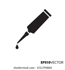 Glue tube glyph icon. Symbol of repairing and glueing. Workshop equipment flat vector illustration.