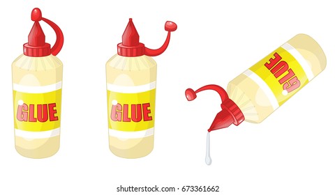 glue, Vector cartoon illustration set