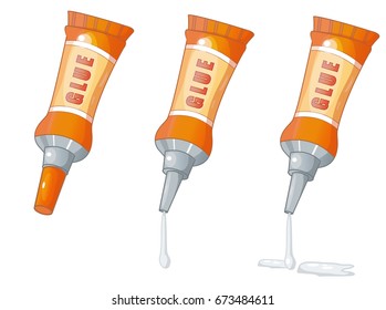 glue, Vector cartoon illustration set