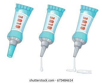 glue, Vector cartoon illustration set